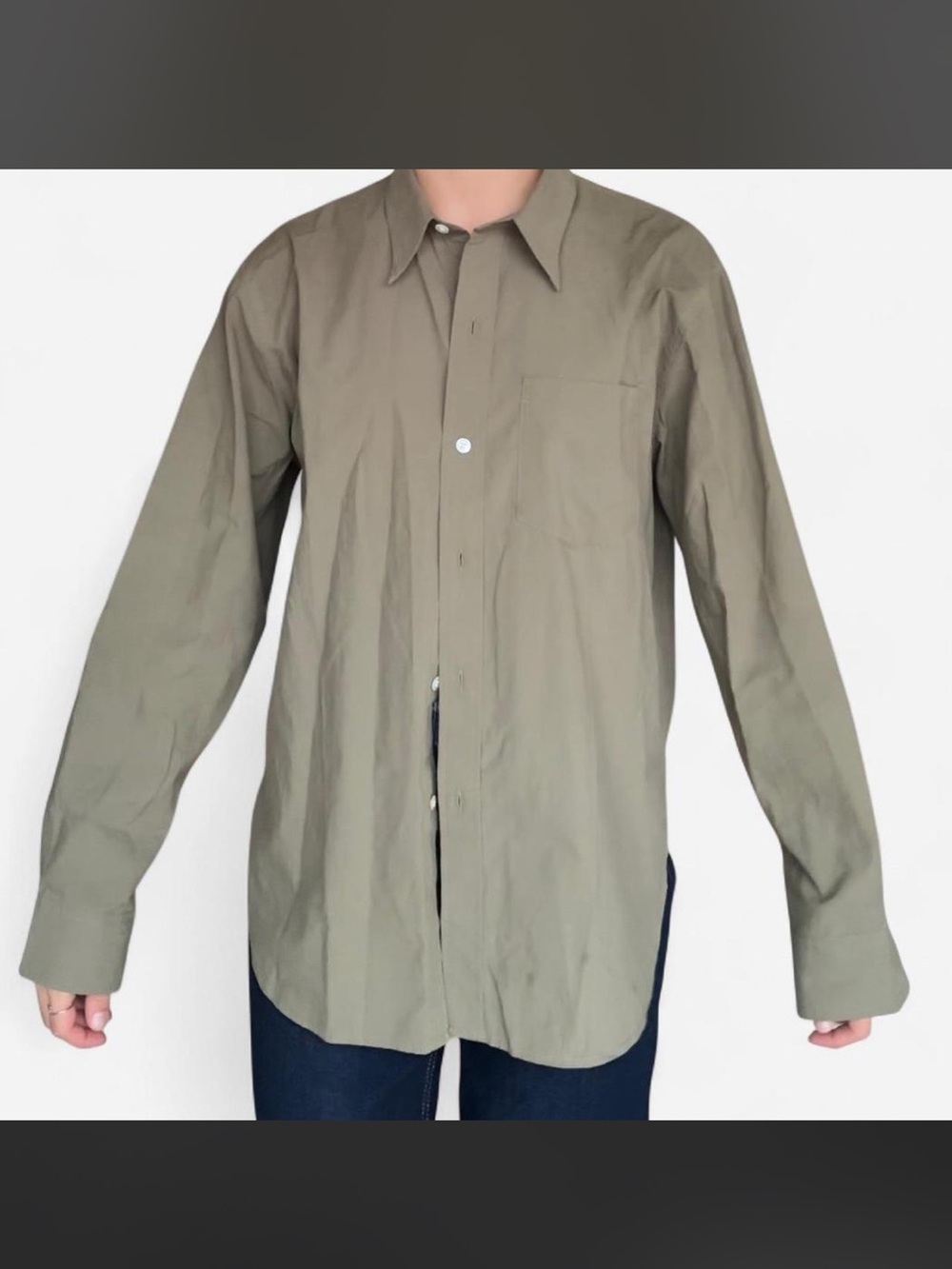 BUCK MASON Olive Green Button Down Shirt Medium